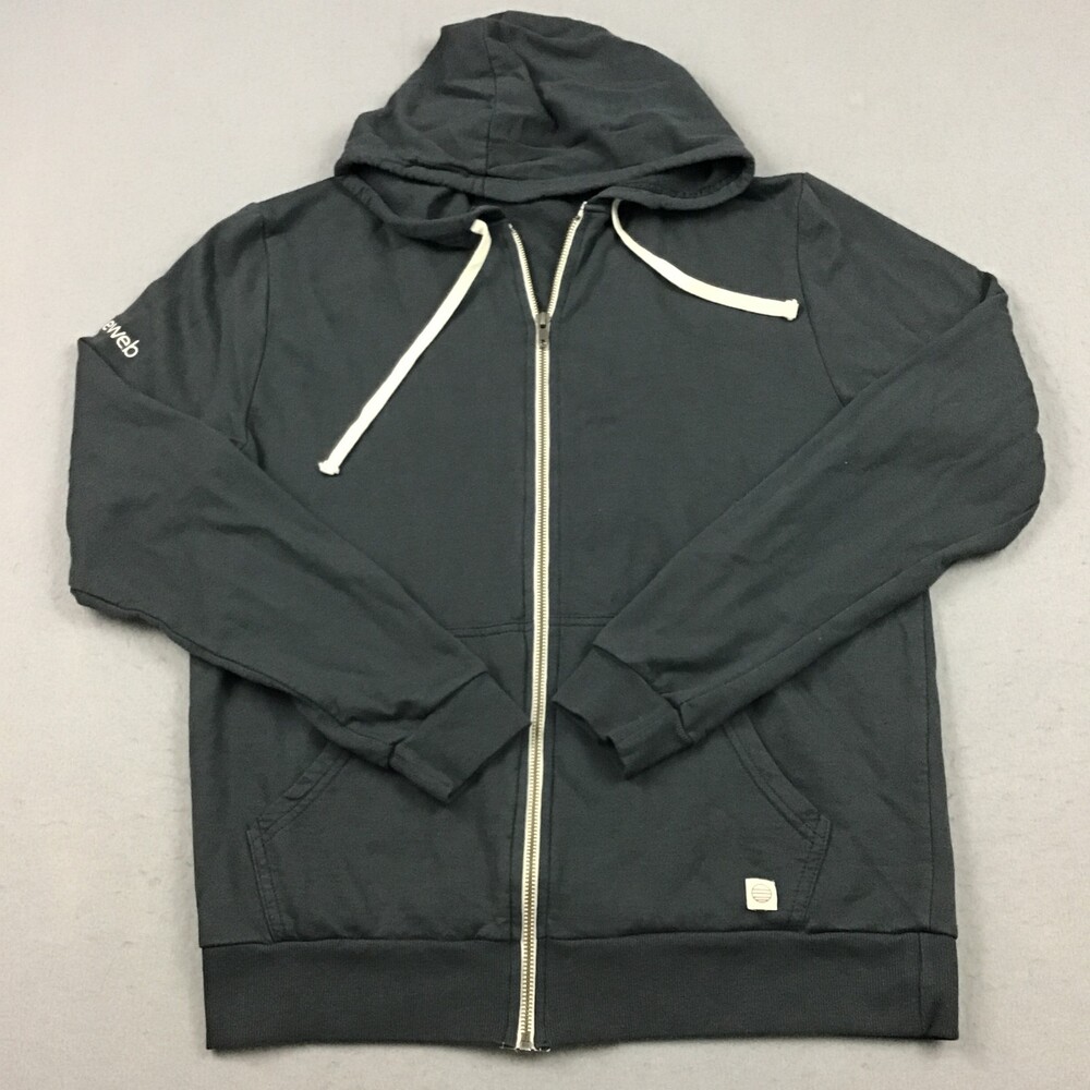 Marine Layer Hoodie Men M Black Signature Fabric Full Zip Sweatshirt Pockets